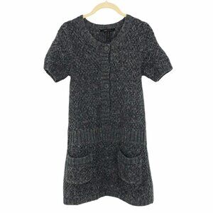 BCBGMaxazria Wool & Alpaca buttoned grey sweater mini dress